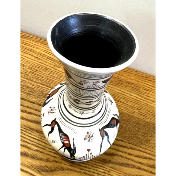 Pair of Unique Greek Vintage Vase Made by Vera G No. 5 & No. 20 Ceramic Handmade - Picture 3 of 11